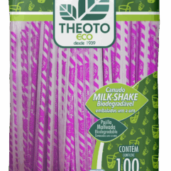 Canudo Milk Shake Biodegradável - 100 Unid.