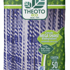 Canudo Mega Shake Biodegradável - 50 Unid.